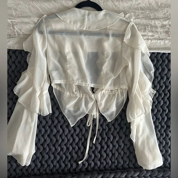 Ruffled Cream Crop Top - Picture 7 of 7